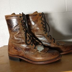 Vintage 90's cowboy Sheriff style made in Canada leather authentic Boulet boots